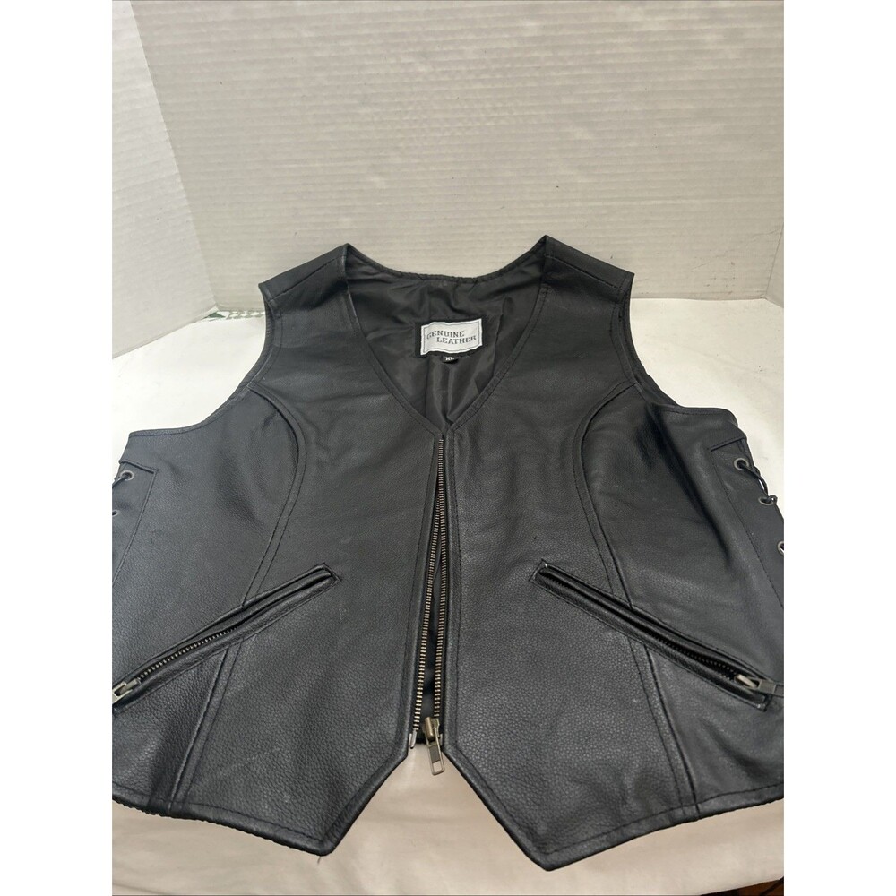 genuine leather vest motorcycle Women’s XL Side Laces